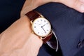 Businessman look his watch