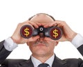 Businessman looking through binoculars Royalty Free Stock Photo