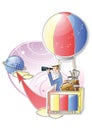 businessman looking for business in a hot air balloon. Vector illustration decorative design