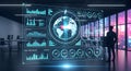 Businessman looking at futuristic data visualization dashboard Royalty Free Stock Photo