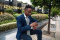 Businessman looking at his watch in office Royalty Free Stock Photo