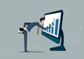 Businessman looking for investment opportunity standing on growth graph. Profit Stock Market. on laptop computer Royalty Free Stock Photo