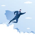 Businessman looking like Super hero flying in sky,strong and successful male Royalty Free Stock Photo