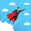 Businessman looking like Super hero flying to success. Royalty Free Stock Photo