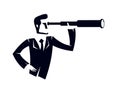 Businessman looking for opportunities in spyglass business concept vector illustration, young handsome business man searches new