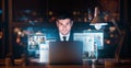 Businessman At Laptop Networking Online Sitting In Modern Office, Collage