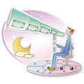businessman looking through a telescope. Vector illustration decorative design