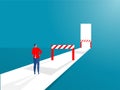 Businessman looking way on way to success with Overcoming obstacle on road.Vector illustration cartoon design