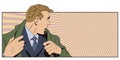 Businessman looks back. Stock illustration.