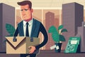 Businessman Lost His Job Carried His Stuff Out of the Office Created with Generative AI Technology