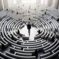 Businessman lost in labyrinth, business concept, advisory and finding solution image