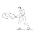 Businessman With Magnifier Looking Clue Vector Illustration