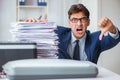 The businessman making copies in copying machine Royalty Free Stock Photo