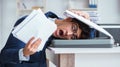 Businessman making copies in copying machine Royalty Free Stock Photo