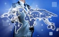 Businessman making decision on business strategy, globalization Royalty Free Stock Photo