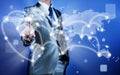 Businessman making decision on business strategy, globalization Royalty Free Stock Photo