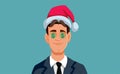 Happy Office Worker Receiving Christmas Bonus Vector Cartoon