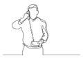 Businessman making phone call - continuous line drawing Royalty Free Stock Photo