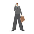 Businessman. A man in a business suit with a briefcase talking on a cell phone. Vector illustration isolated on white Royalty Free Stock Photo