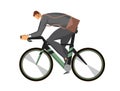 A businessman, a man in a business suit riding a Bicycle. Flat vector illustration isolated on white background. Royalty Free Stock Photo