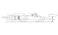 Man or Businessman Driving Superfast Rocket Car, Vector Cartoon Stick Figure Illustration Royalty Free Stock Photo