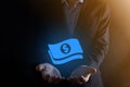 Businessman man holding money coin icon in his hands.Growing money concept for business investment and finance. USD or US dollar Royalty Free Stock Photo