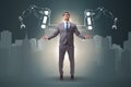The businessman man with robotic arms Royalty Free Stock Photo