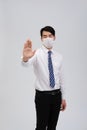 Businessman man wearing protective mask against cold flu virus bacteria infection pollution Royalty Free Stock Photo
