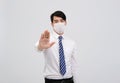 Businessman man wearing protective mask against cold flu virus bacteria infection pollution Royalty Free Stock Photo