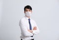 Businessman man wearing protective mask against cold flu virus bacteria infection pollution Royalty Free Stock Photo