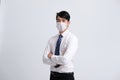 Businessman man wearing protective mask against cold flu virus bacteria infection pollution Royalty Free Stock Photo