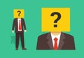 Businessman or manager with question mark head. Front and perspective view. Royalty Free Stock Photo