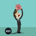 Businessman or manager is shaking out empty piggy bank because he has debt. Loosing investment and Royalty Free Stock Photo