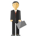 Businessman manager with suitcase in office.