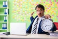 Businessman with many conflicting priorities in time management Royalty Free Stock Photo