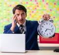 Businessman with many conflicting priorities in time management