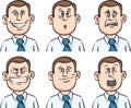 Businessman many faces emotions