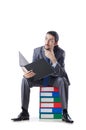 Businessman with many folders Royalty Free Stock Photo