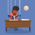 Businessman marionette on ropes working. Royalty Free Stock Photo