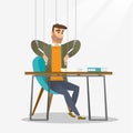 Businessman marionette on ropes working. Royalty Free Stock Photo
