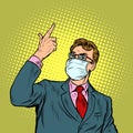 Businessman in a medical mask. The epidemic of coronavirus