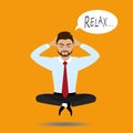 businessman meditates in lotus position. Harmony, relax, spiritu