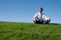 Businessman meditating