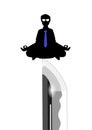 Businessman meditating on top of the blade