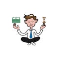 Businessman meditation balance money time 1