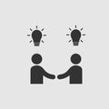 Businessman meeting vector icon. Handshake symbol. Handshake with bulbs. Business deal logo sign. Royalty Free Stock Photo