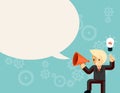 Businessman with megaphone speaking idea speech bubble Royalty Free Stock Photo