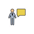 Businessman, message colored icon. Can be used for web, logo, mobile app, UI, UX