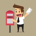 Businessman messaging mailbox