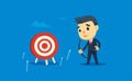 A businessman missed the target. vector illustration